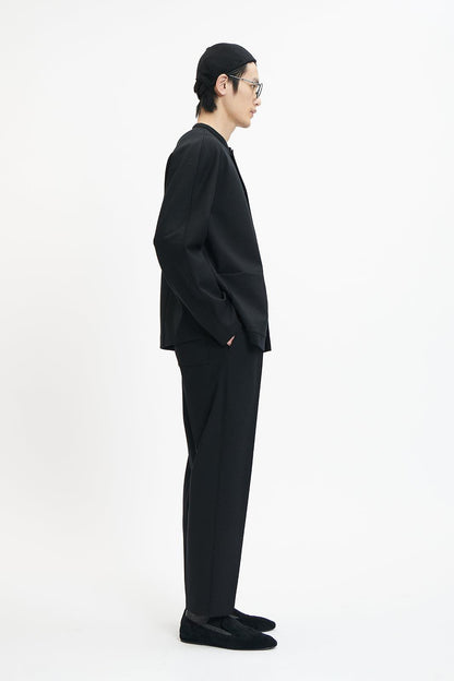 Black thin wool casual pants