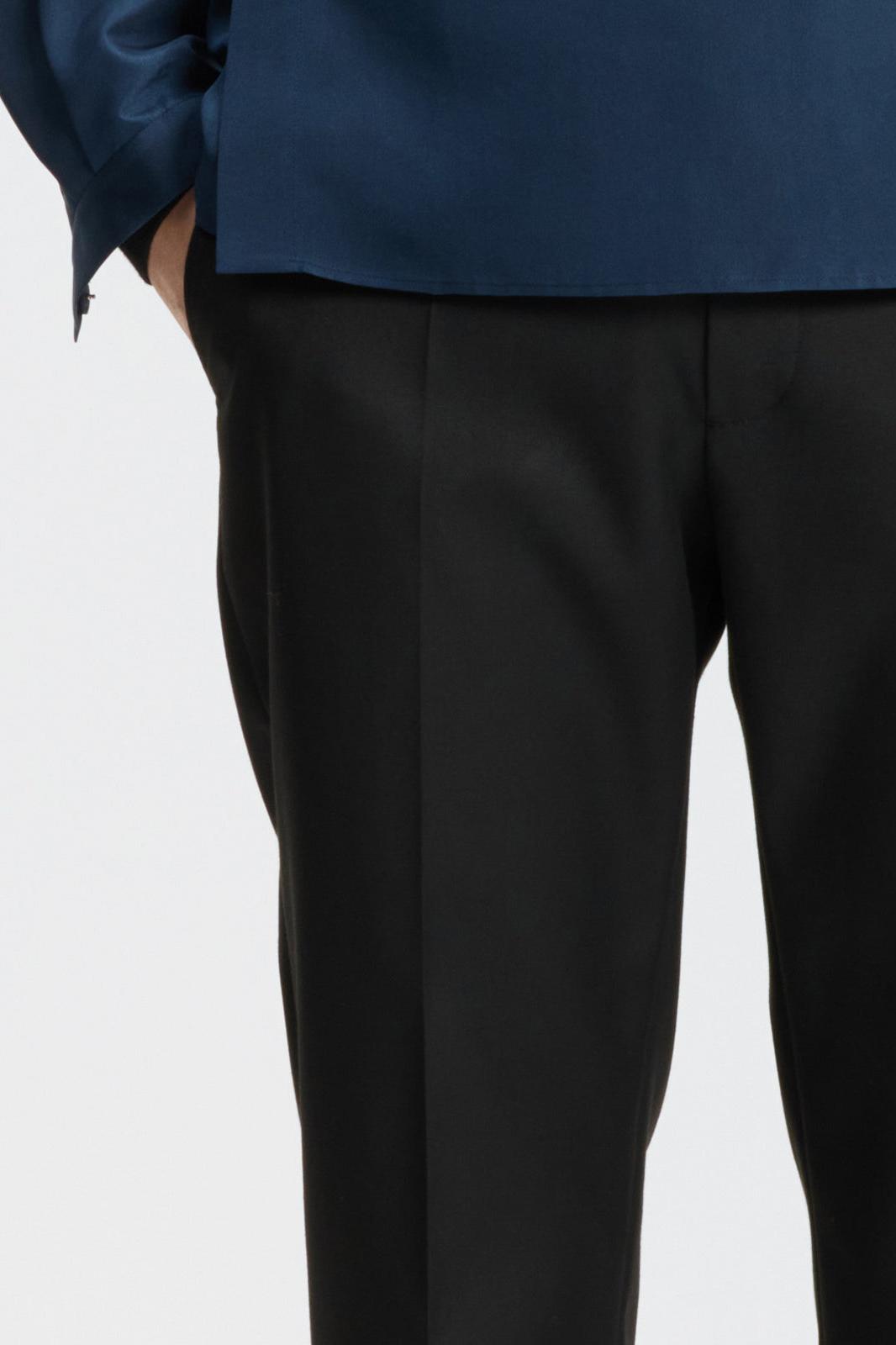 Black silk and wool slim-fit  pants
