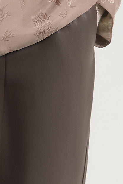 Dark brown balloon shape leather pant