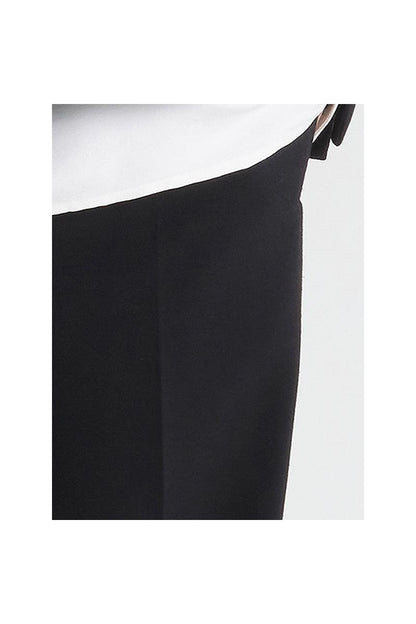 Black wool-blend wide leg pant
