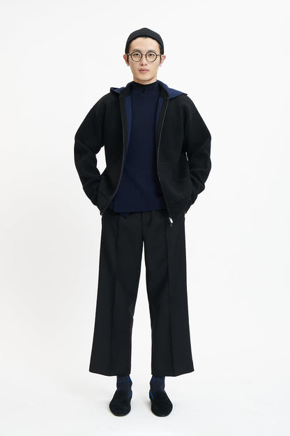 Cashmere Wool Double-Faced Knit Hooded Jacket