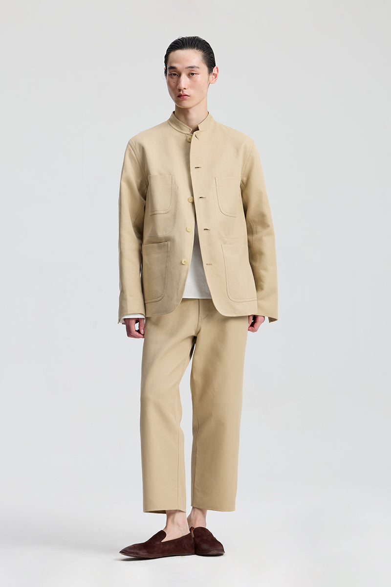 Khaki Cotton Casual Pants