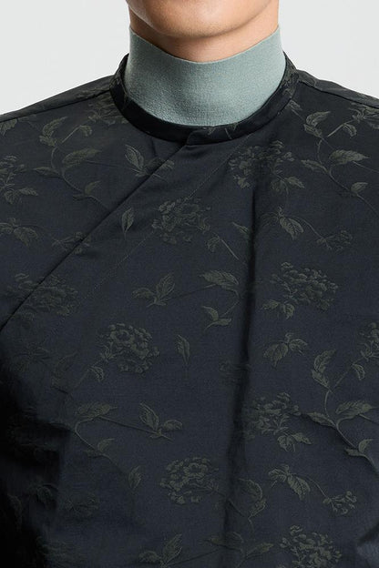 Relief green flower Chinese-style blouse