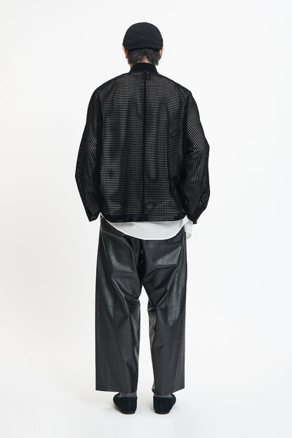 Black Velvet Loose-Fit Hollow-Out  Long Chinese Top