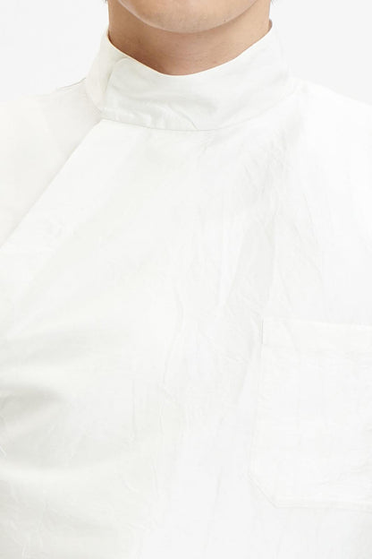 Washed Wrinkled Chinese Stand Collar Shirt