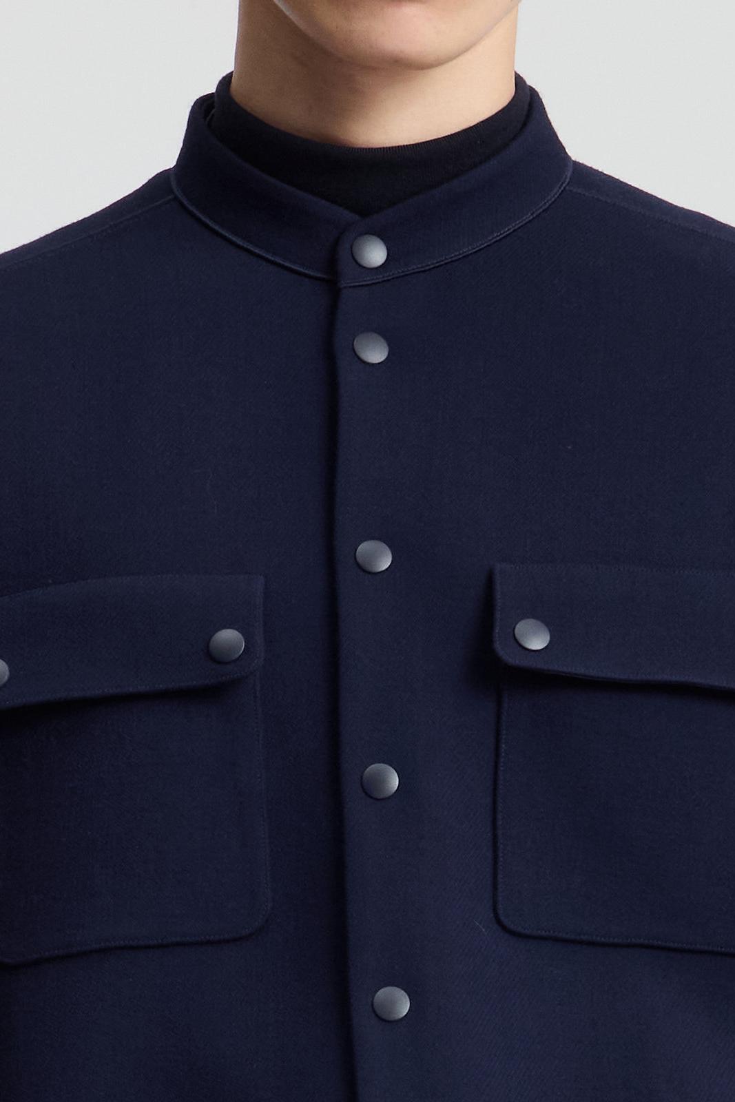 Navy Double Face Wool Shirt Jacket