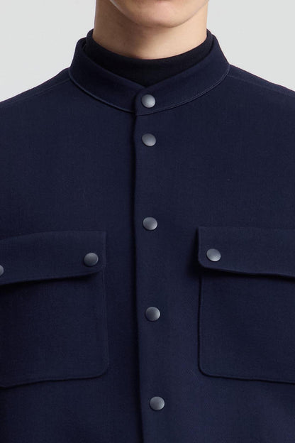Navy Double Face Wool Shirt Jacket