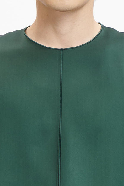 Dark Green Fluid Front Long Top