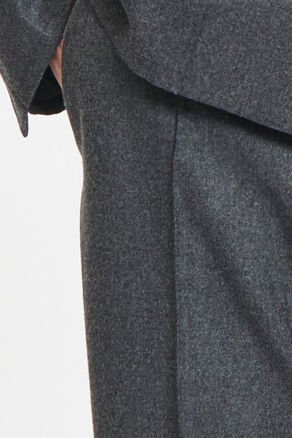 Double Face Wool  Half-Elastic Waist Tailored Pants