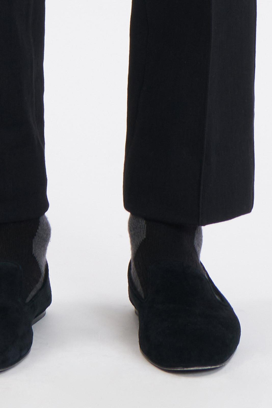 Black Slim-fit Denim Pants with Half Elastic Waist
