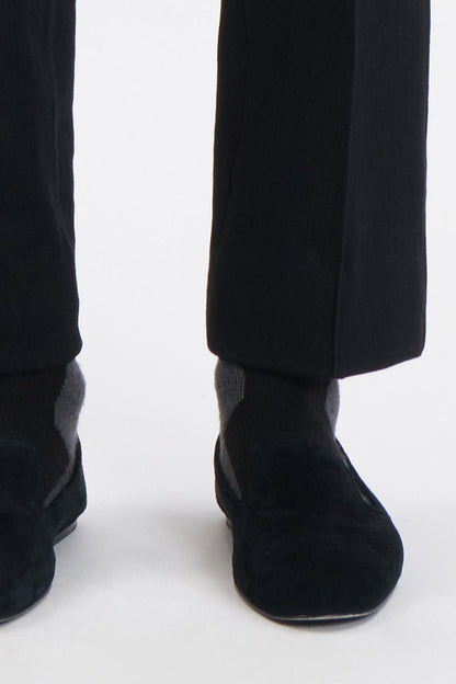 Black Slim-fit Denim Pants with Half Elastic Waist