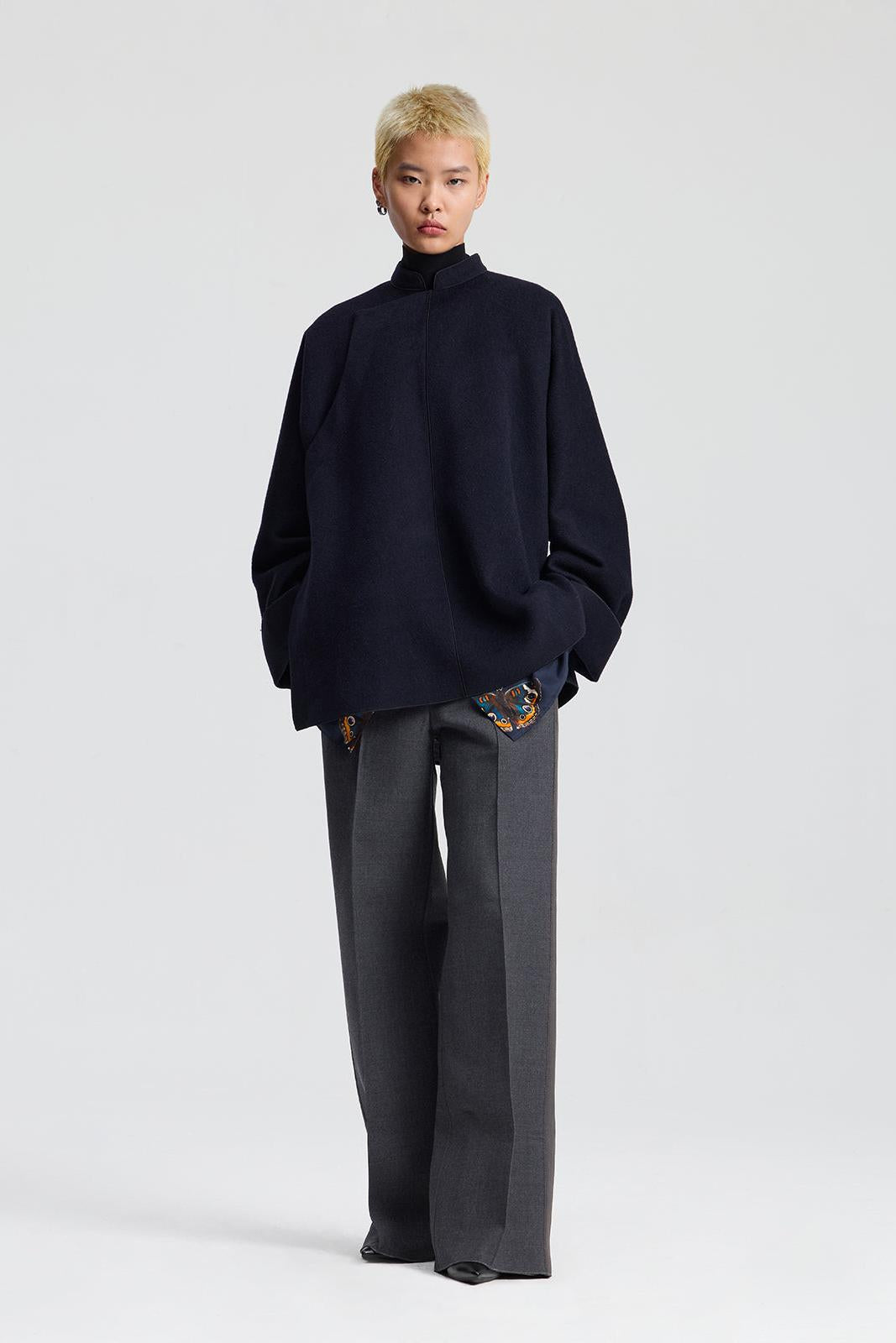 Navy Wool Chinese Jacket