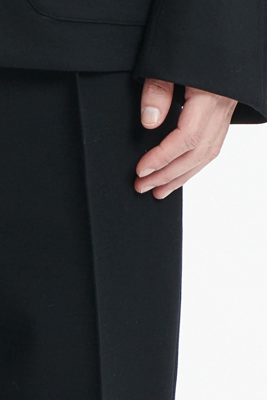 Black thin wool casual pants