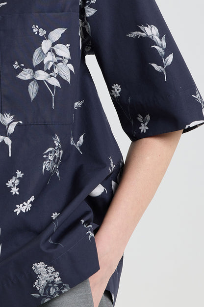 Plant printed cotton shirt