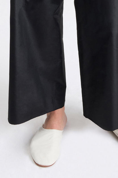 Wide Leg Pants with Drawstring in Silk