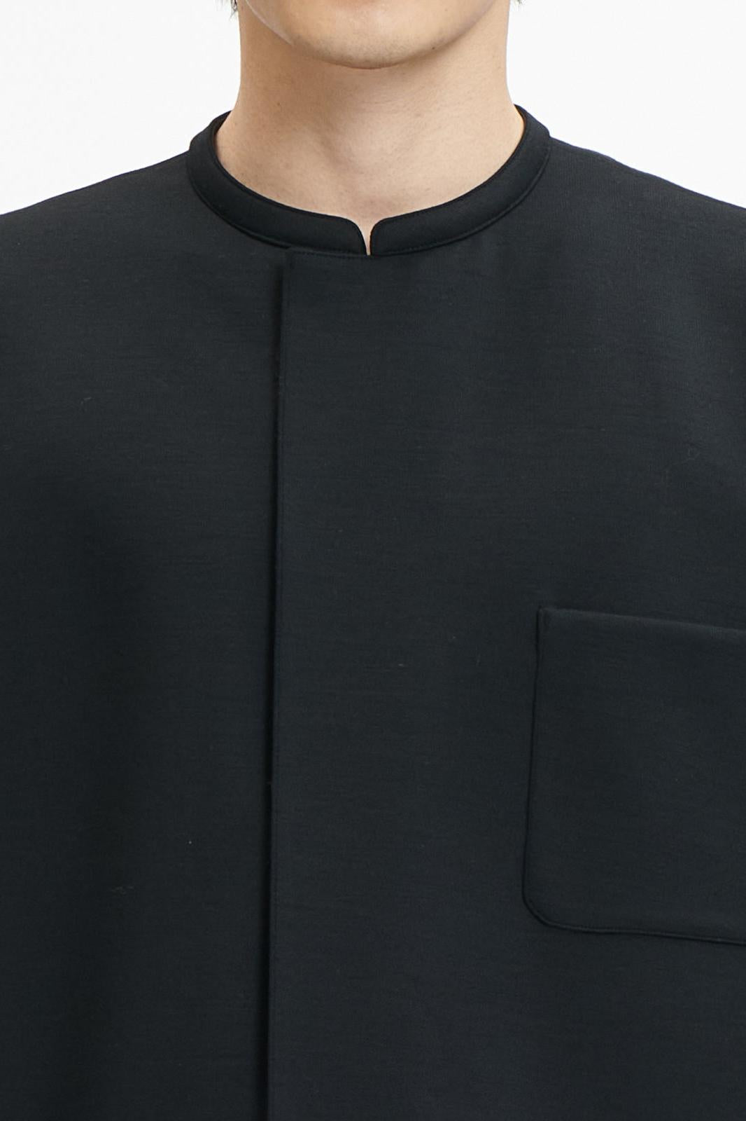 Black thin wool minimalist jacket
