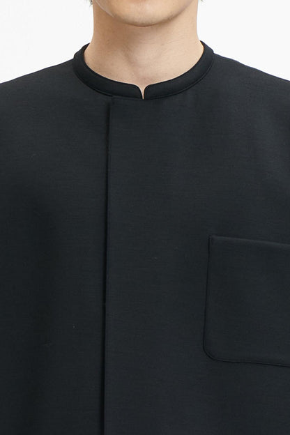 Black thin wool minimalist jacket