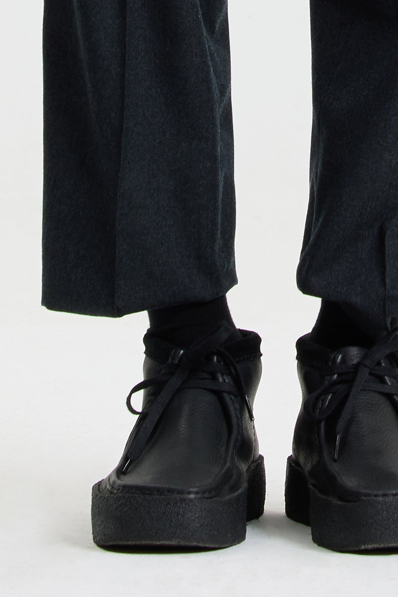 Charcoal gray wool stretch straight-leg pants