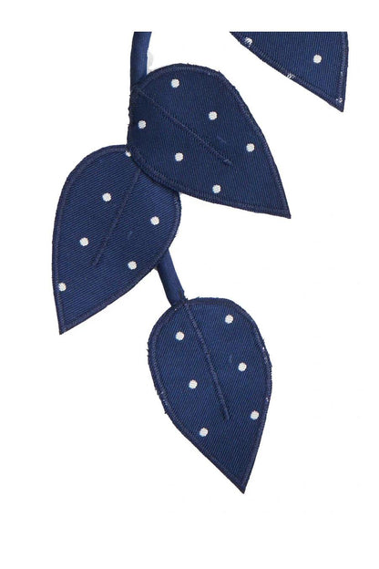 Navy Polka Dot Silk Brooch