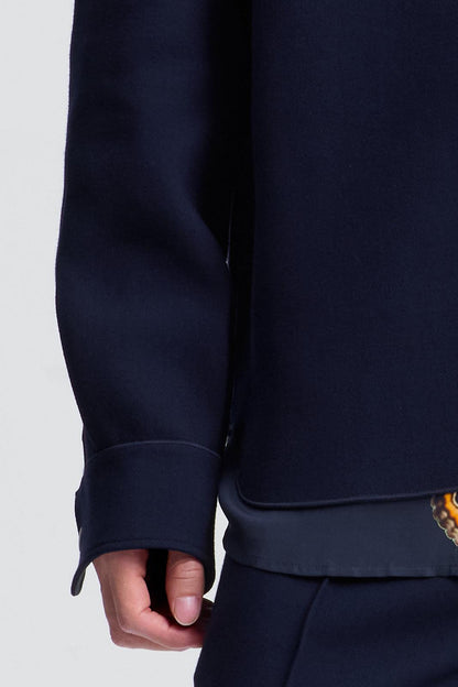 Navy Double Face Wool Shirt Jacket