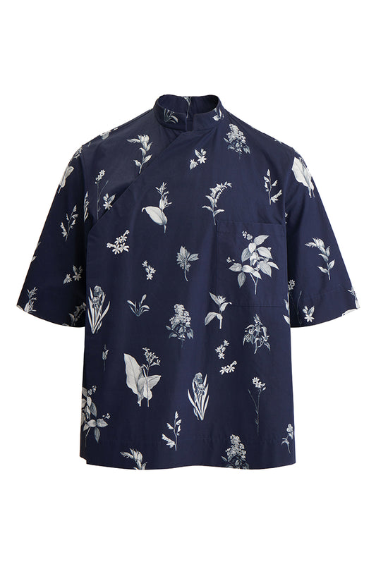 Plant printed cotton shirt
