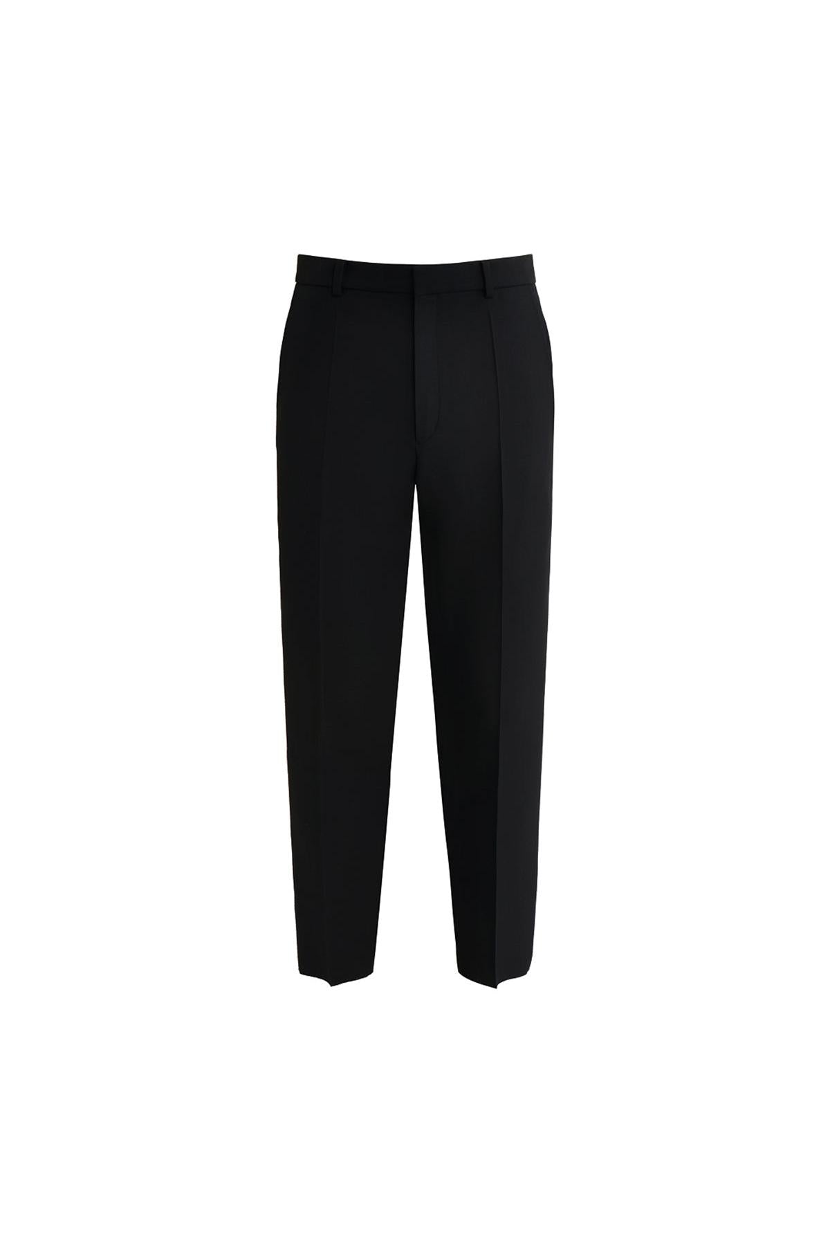 Black silk and wool slim-fit  pants