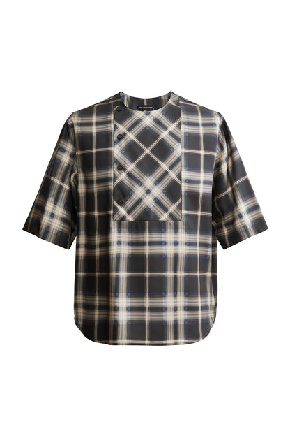 Silk check medium sleeve shirt
