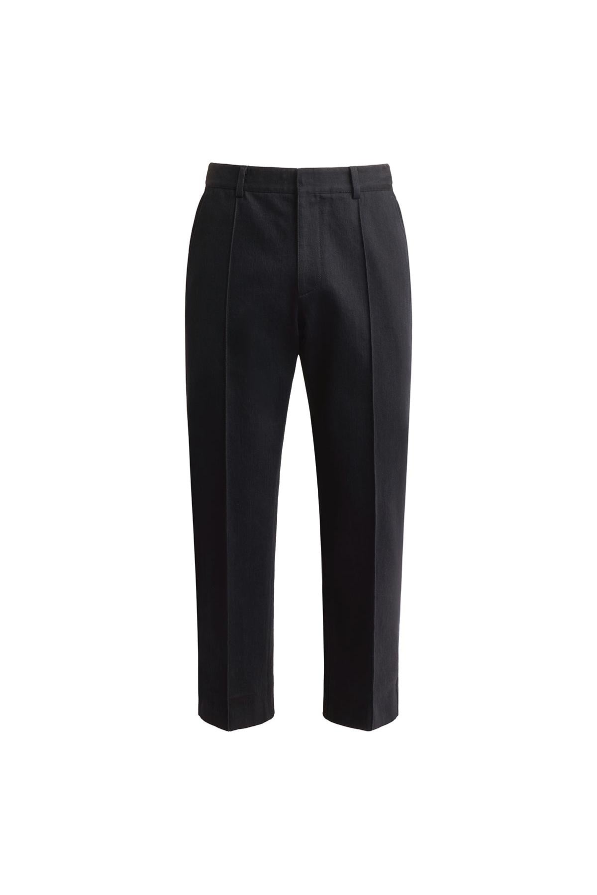 Black Slim-fit Denim Pants with Half Elastic Waist