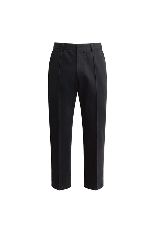 Black Slim-fit Denim Pants with Half Elastic Waist