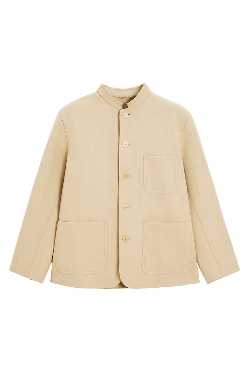 Khaki Silk-Cotton Unstructured Jacket