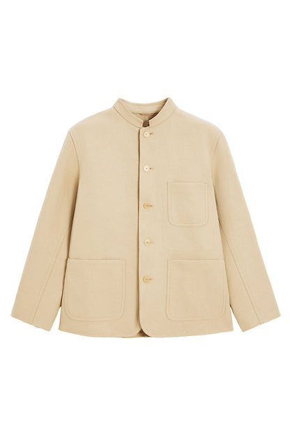 Khaki Silk-Cotton Unstructured Jacket