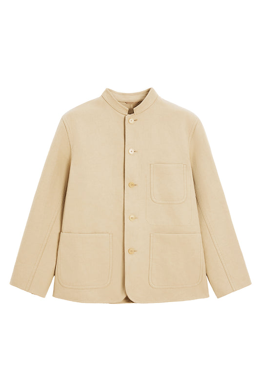 Khaki Silk-Cotton Unstructured Jacket
