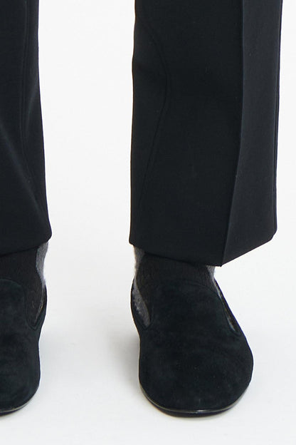Black thin wool casual pants
