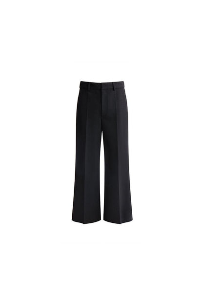 Black wool-blend wide leg pant