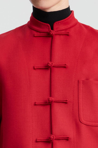 Wool Blend Chinese Red Jacket (Long)