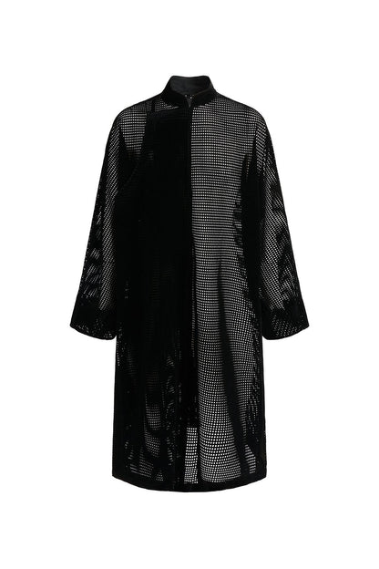 Black Velvet Loose-Fit Hollow-Out Cheongsam