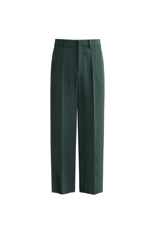 Dark green silky loose-fit pants