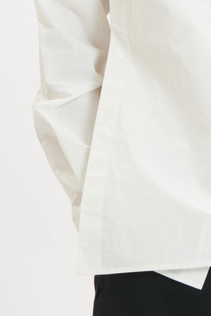 White Cotton Chinese Stand Collar Shirt