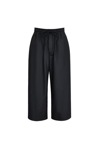 Wide Leg Pants with Drawstring in Silk