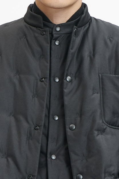 Black Silk Padded Chinese Jacket with "XianSheng" Embroidery