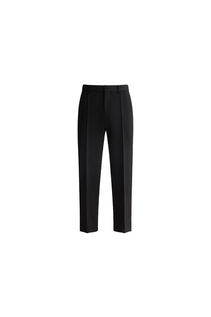 Black wool-blend half elastic waist super pant