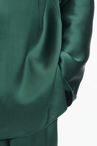 Dark Green Fluid Front Long Top