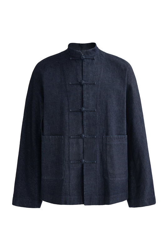 Dark Navy Denim Chinese Jacket