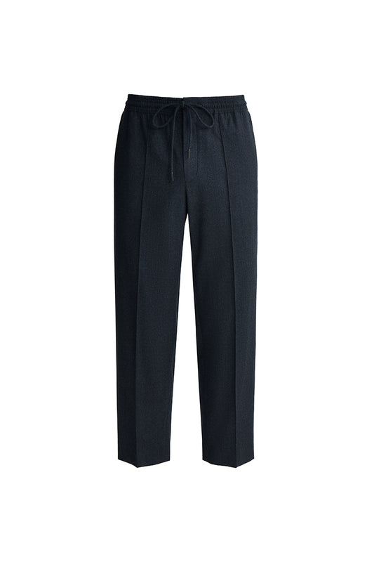 Charcoal gray wool stretch straight-leg pants