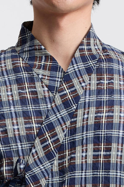 Cross-Over Shirt in Silk Cotton Check