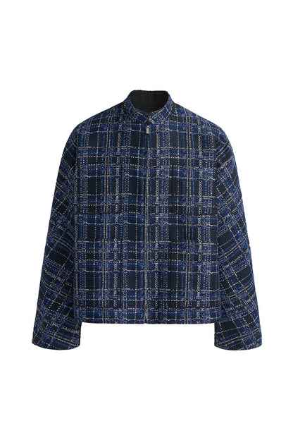 Navy Check Short Jacket