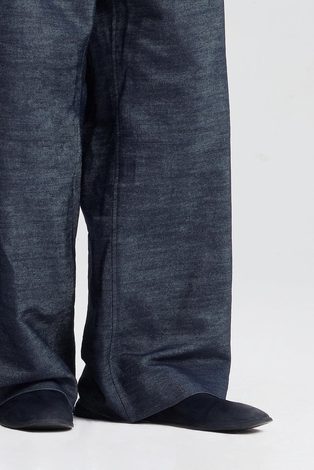 Navy denim Stiffened Drawstring Loose-Fit Trousers