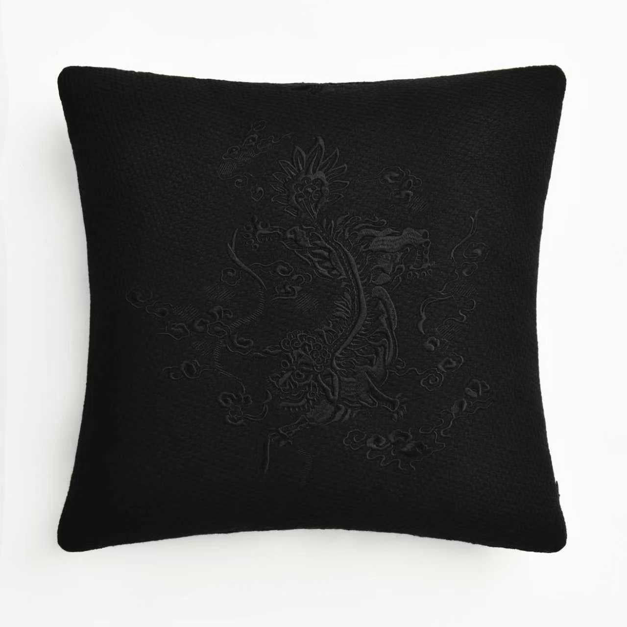Black Lion Embroidery Pillow (S)