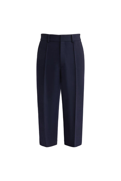 Navy Double Face Wool Cropped Pants