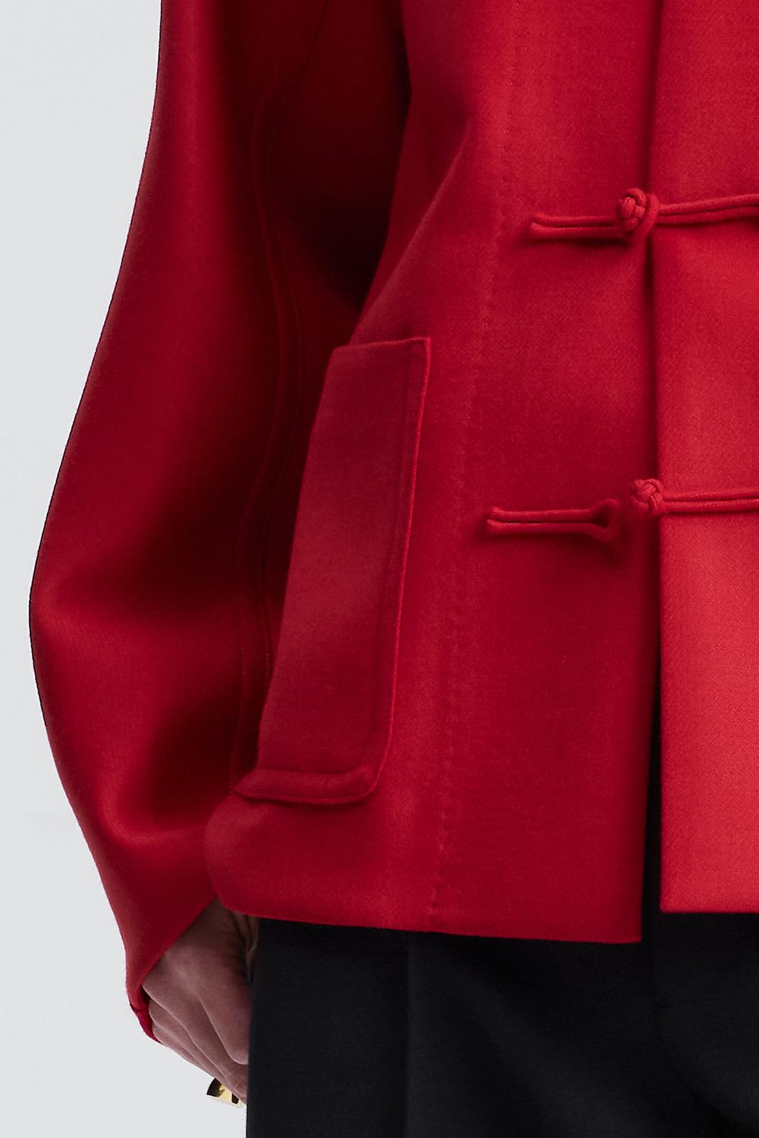 Wool Blend Chinese Red Jacket (Long)